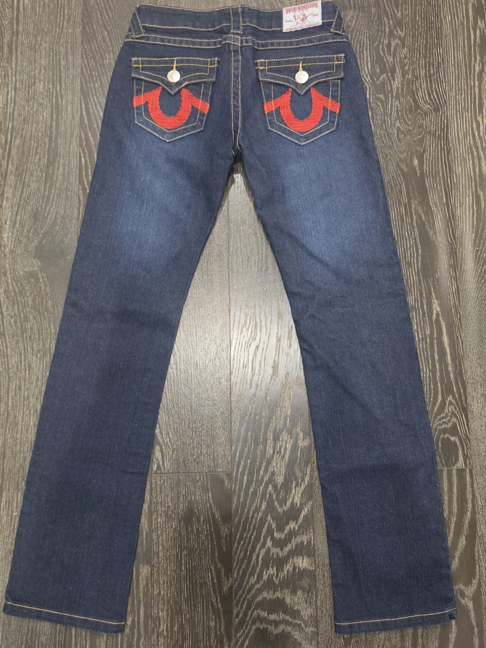 NWOT - True Religion Dark Indigo Jeans with Red Pocket Embroidery